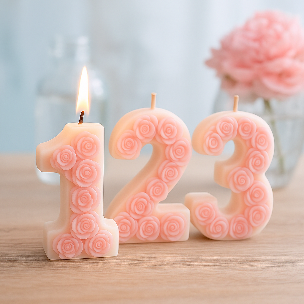 Kaars mal Bloemige Cijfers - Afbeelding 2