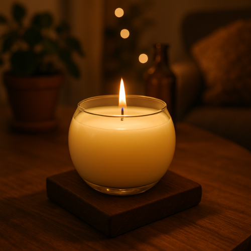 Kaars potten Glas met Houten Voet - Afbeelding 2