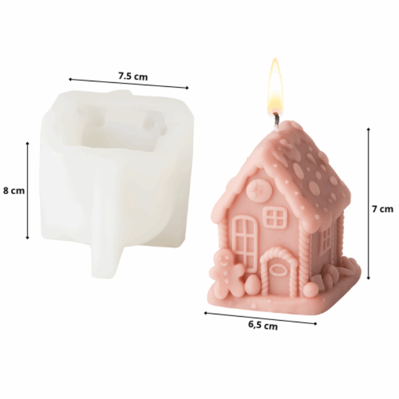 Kaars mal Kersthuisje M