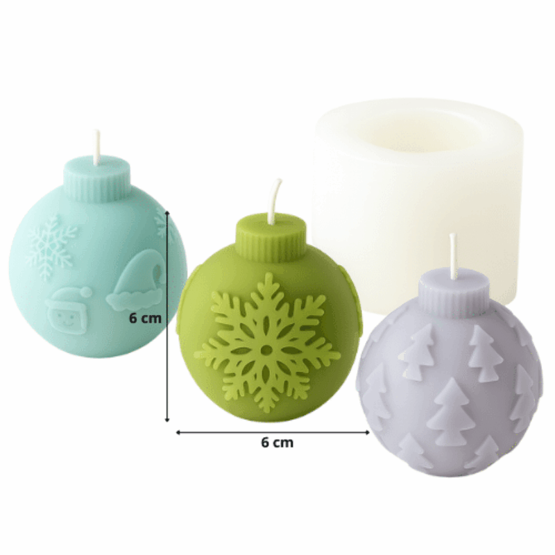 Kaars mal Kerstballen 3 Stuks