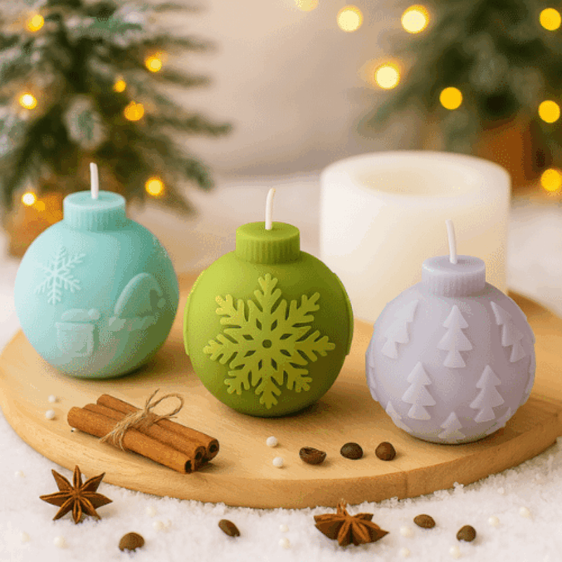 Kaars mal Kerstballen 3 Stuks