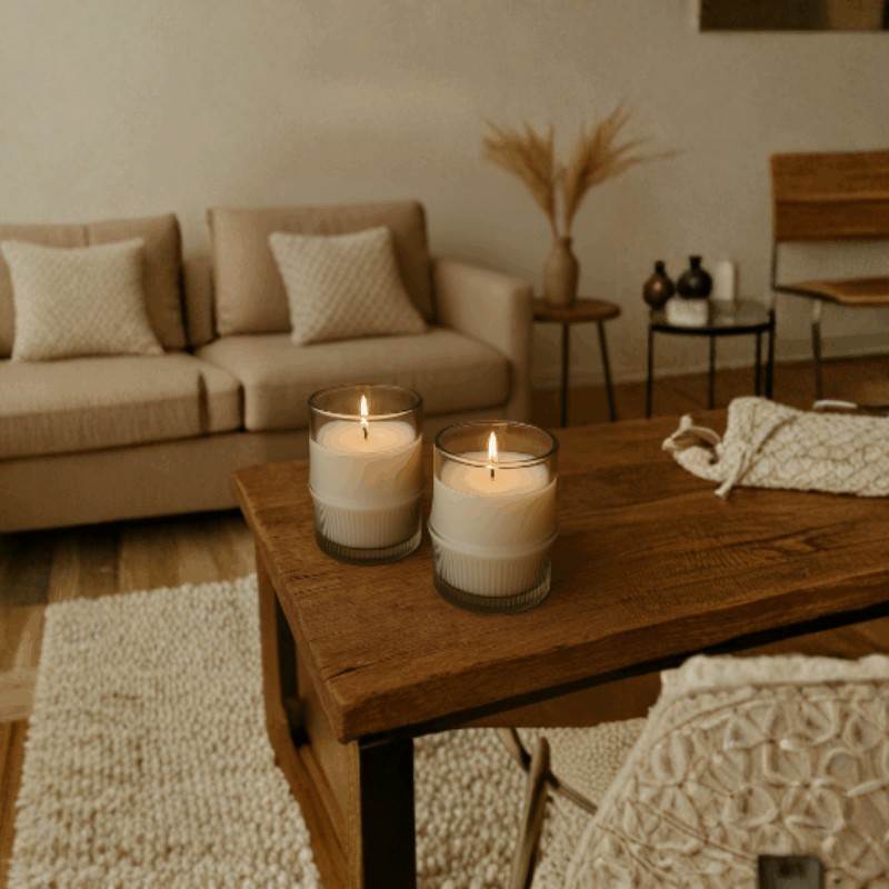 Kaars Potten – 2 Delig – Grijs