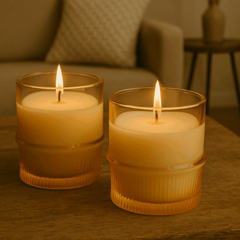 Kaars Potten – 2 Delig – Bruin